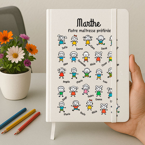 Carnet avec Petits Personnages et Prénoms personnalisés