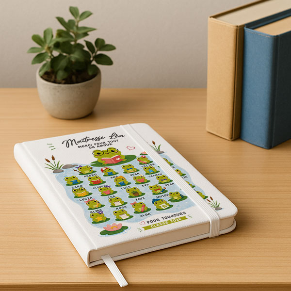 Carnet avec Petites Grenouilles et Prénoms personnalisés