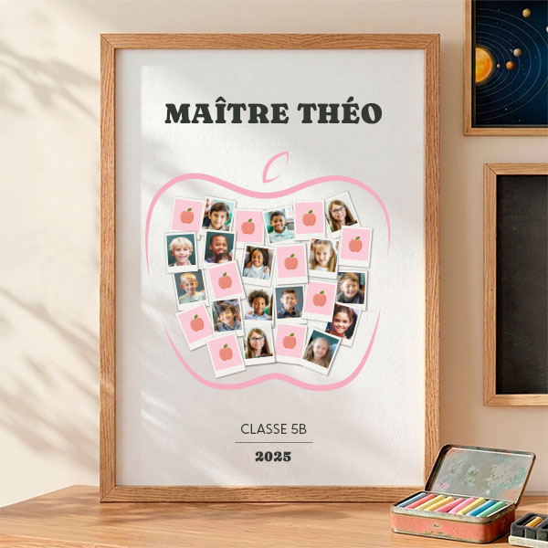 Affiche Pomme pour Enseignants avec Photos Polaroid personnalisées