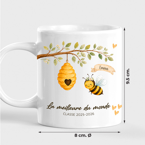 Mug pour Enseignants avec Petites Abeilles et Prénoms personnalisés