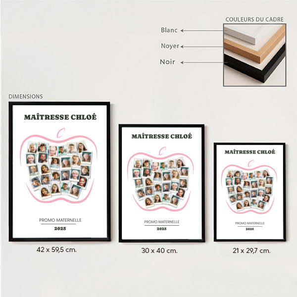 Affiche Pomme pour Enseignants avec Photos Polaroid personnalisées