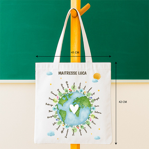 Tote Bag Planète pour Enseignants avec Prénoms personnalisés