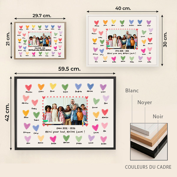 Affiche pour Enseignants avec Cœurs et Photo personnalisée