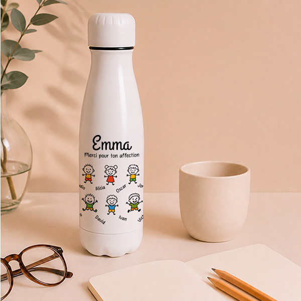 Bouteille avec Petits Personnages et Prénoms personnalisés