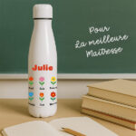 Vignette de Bouteille Fleurs avec Prénoms et Texte personnalisée