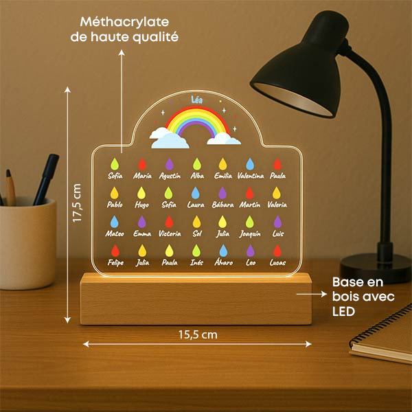 Lampe Pluie avec Prénoms et Texte personnalisée