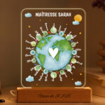 Vignette de Lampe Planète pour Maîtresse avec Prénoms personnalisés