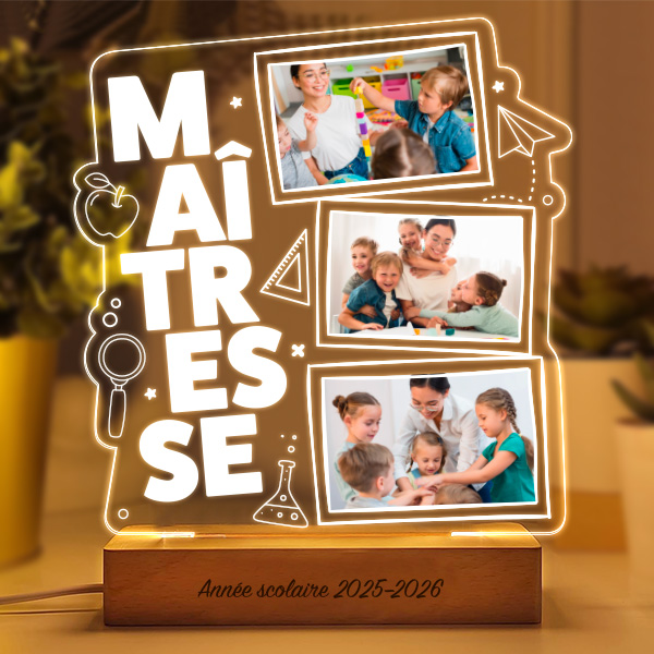 Lampe pour Enseignant avec 3 Photos personnalisées