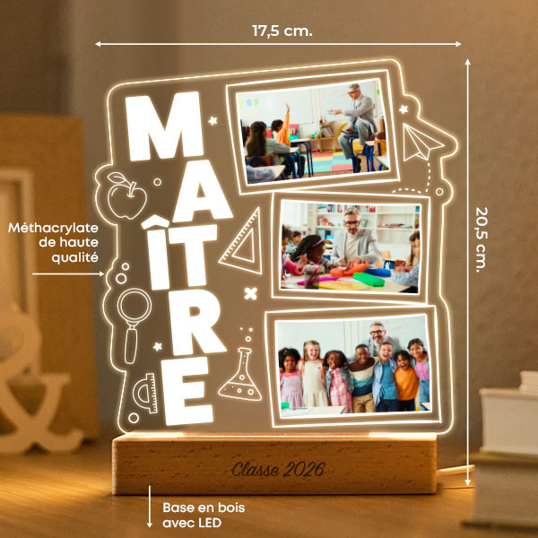 Lampe pour Enseignant avec 3 Photos personnalisées