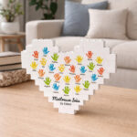 Vignette de Puzzle de Blocs Cœur avec Mains et Prénoms personnalisés