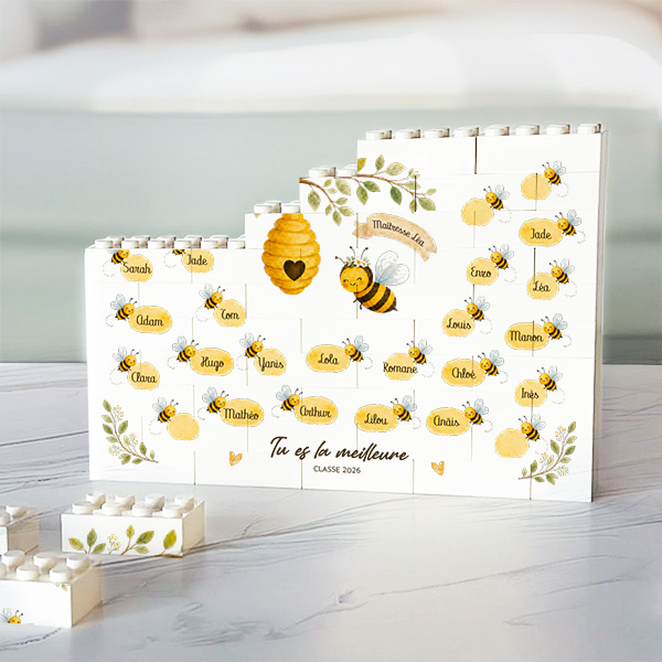 Puzzle de Blocs avec Petites Abeilles et Prénoms personnalisés