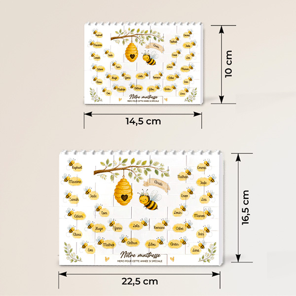 Puzzle de Blocs avec Petites Abeilles et Prénoms personnalisés