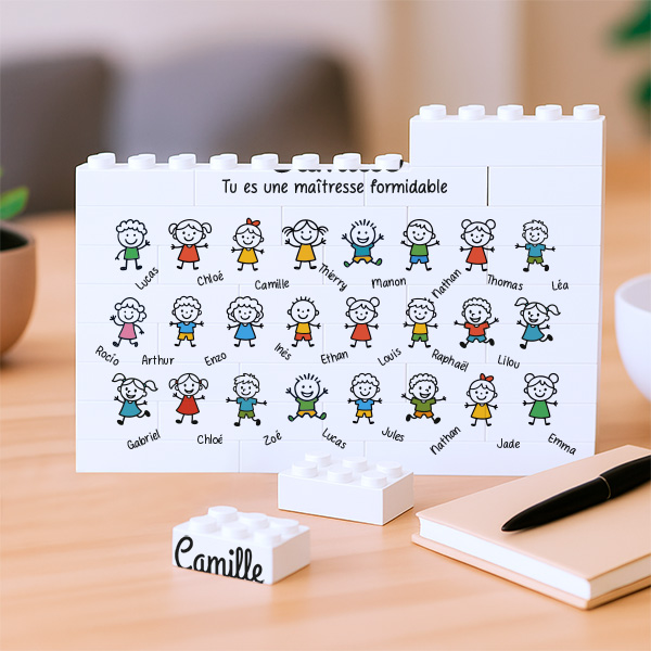 Puzzle de Blocs avec Petits Personnages et Prénoms personnalisés