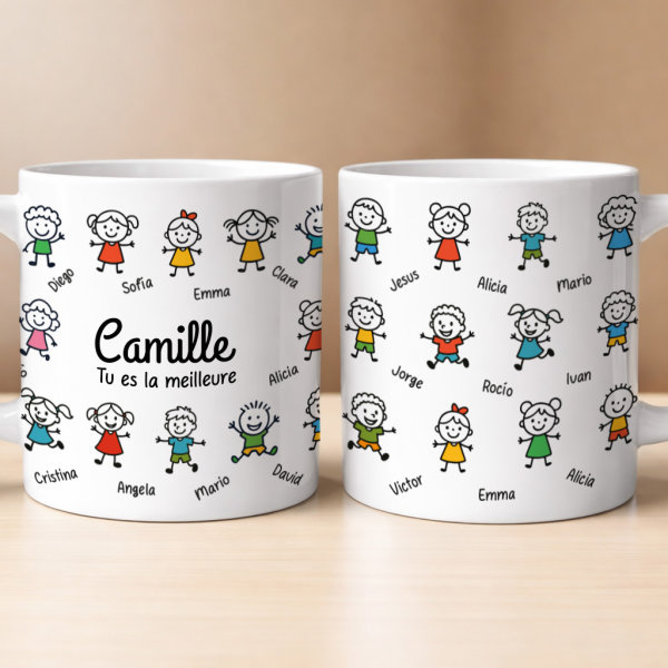 Mug avec Petits Personnages et Prénoms personnalisés