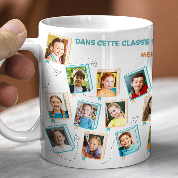 Tasse avec Photos des Élèves et Texte personnalisée