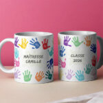 Vignette de Tasse Mains Colorées avec Prénoms et Texte personnalisée