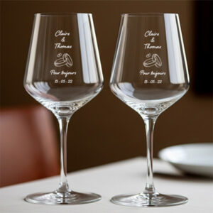 Lot de 2 Verres Alliances avec Prénoms et Date Personnalisée