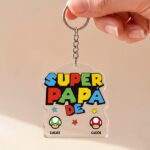 Vignette de Porte-clés Super Papa avec Prénoms Personnalisés
