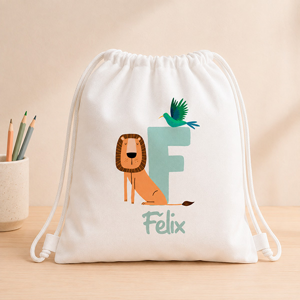 Sac à Dos Cordon Enfant avec Initiale Personnalisée