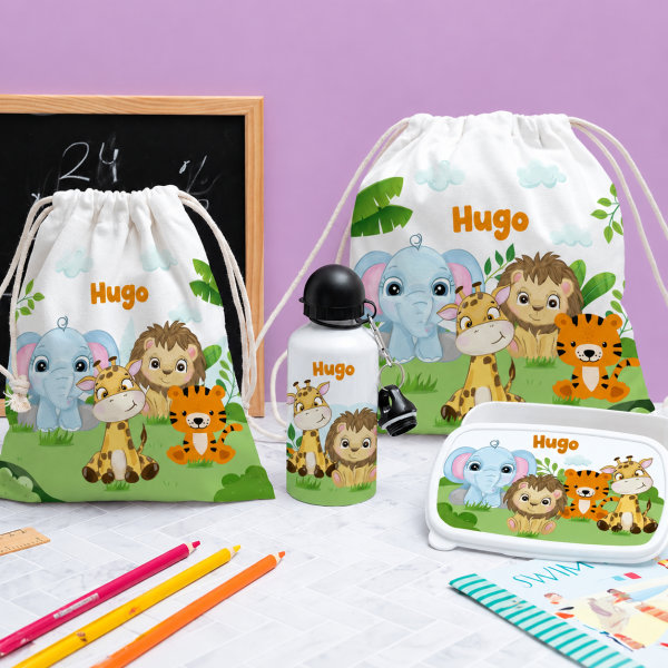 Bouteille Enfant Animaux de la Jungle personnalisée