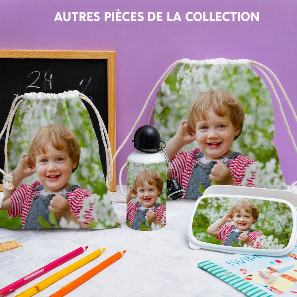 Boîte à Repas Enfant personnalisée avec Couvercle en Bambou avec Photo