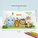 Vignette de Trousse Scolaire Enfant Animaux de la Jungle personnalisée