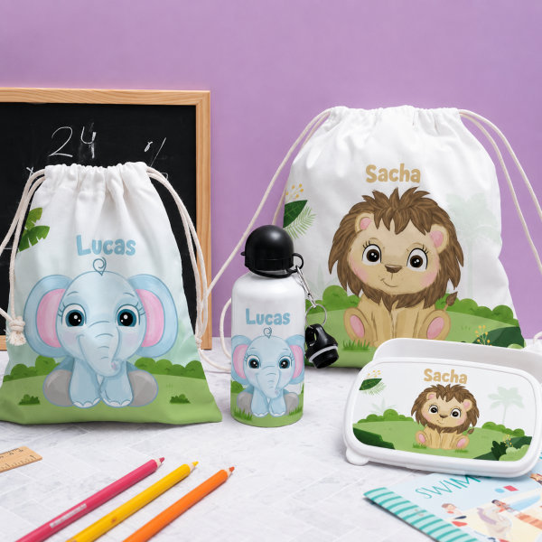 Trousse Scolaire Enfant Animaux de la Jungle personnalisée