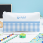 Vignette de Trousse Scolaire Enfant Carreaux personnalisée