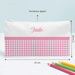 Vignette de Trousse Scolaire Enfant Carreaux personnalisée