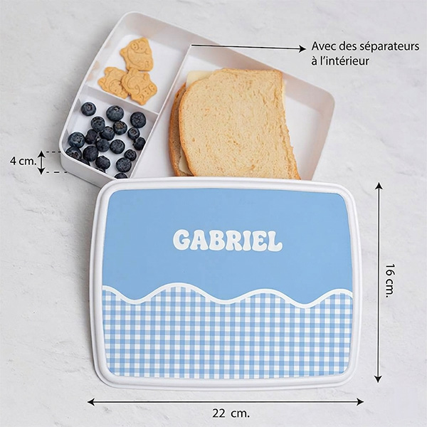 Boîte à Repas Enfant Carreaux personnalisée