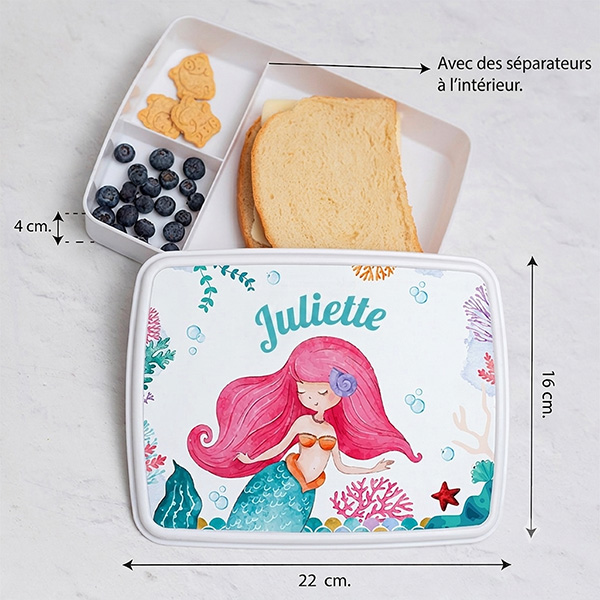 Boîte à Repas Enfant Petite Sirène personnalisée