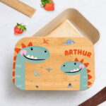 Vignette de Boîte à Repas Enfant Animaux personnalisée avec Couvercle en Bambou