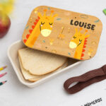 Vignette de Boîte à Repas Enfant Animaux personnalisée avec Couvercle en Bambou