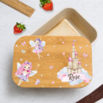 Vignette de Boîte à Repas Enfant Fées personnalisée avec Couvercle en Bambou