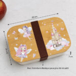 Vignette de Boîte à Repas Enfant Fées personnalisée avec Couvercle en Bambou