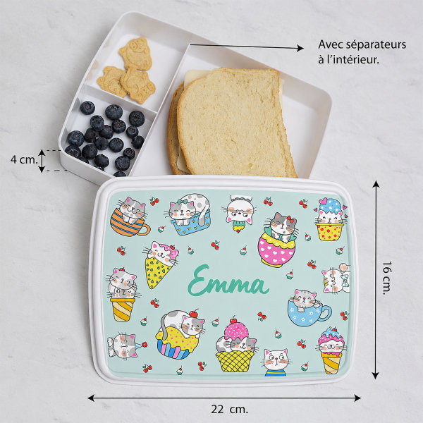Boîte à Repas Enfant Petits Chats personnalisée