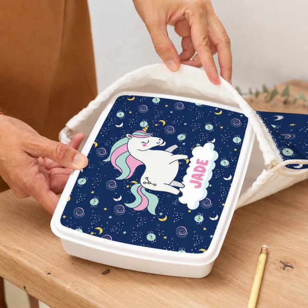 Boîte à Repas Enfant Licornes personnalisée