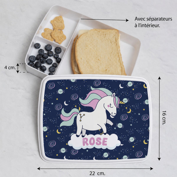 Boîte à Repas Enfant Licornes personnalisée