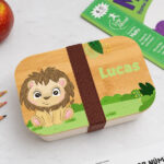 Vignette de Boîte à Repas Enfant Animaux de la Jungle personnalisée avec Couvercle en Bambou