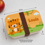 Vignette de Boîte à Repas Enfant Animaux de la Jungle personnalisée avec Couvercle en Bambou