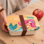 Vignette de Boîte à Repas Enfant Petite Sirène personnalisée avec Couvercle en Bambou