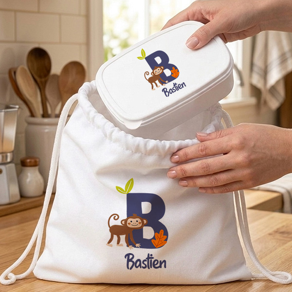 Boîte à Goûter Enfant avec Initiale Personnalisée