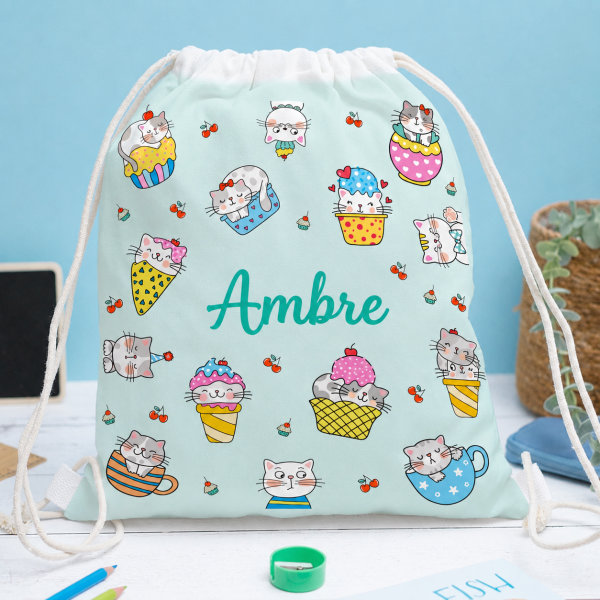 Sac à dos à Cordons Enfant Petits Chats personnalisé
