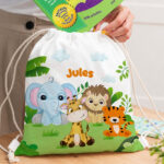 Vignette de Sac à dos à Cordons Enfant Animaux de la Jungle personnalisé