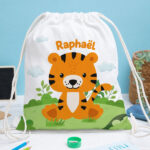 Vignette de Sac à dos à Cordons Enfant Animaux de la Jungle personnalisé
