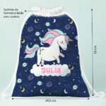Vignette de Sac à dos à cordons Enfant Licornes personnalisé