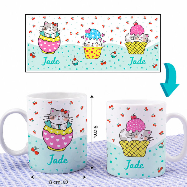 Tasse Enfant Petits Chats Incassable personnalisée avec Prénom