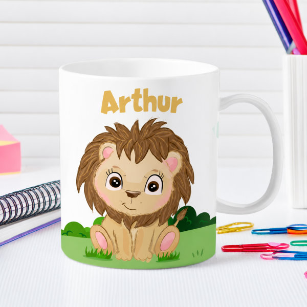 Tasse Enfant Animaux de la Jungle Incassable personnalisée avec Prénom