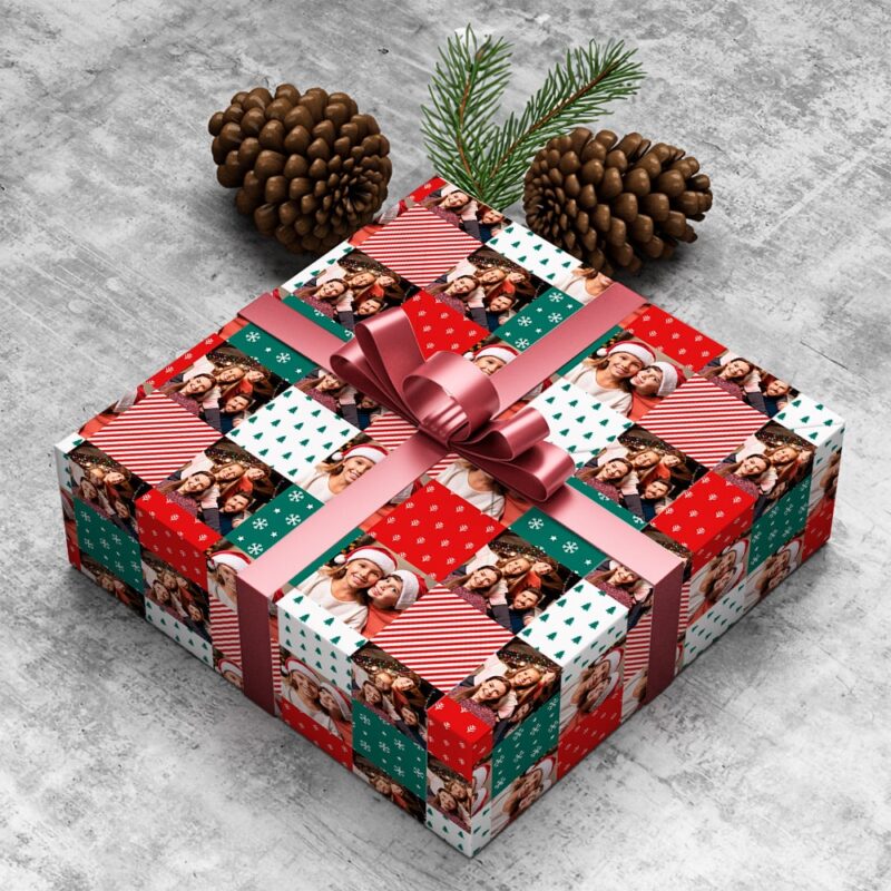 Papier cadeau de Noël avec photos personnalisé