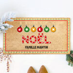 Vignette de Paillasson Boules de Noël avec texte personnalisé
